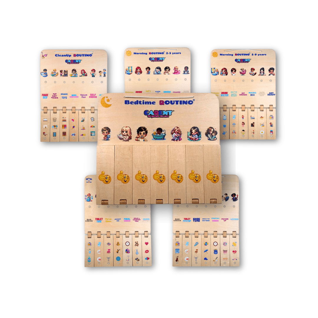 Interactive Wooden Routine Boards for Kids with Flapping Mechanism | ROUTINO Wood - CarentShop