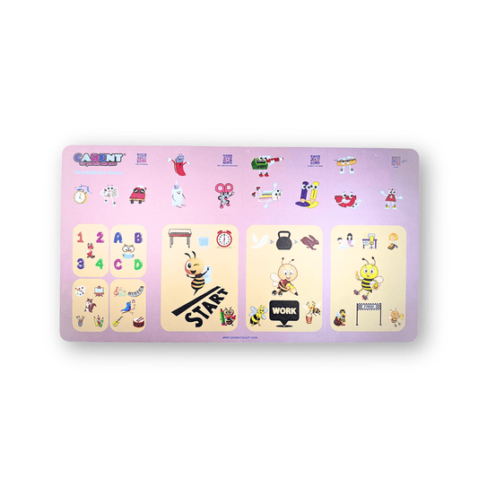 Interactive StudyMate Grow Desk Mat for kids aged 6-9, featuring colorful educational illustrations and structured study zones. The durable silicone mat provides a dedicated workspace with sections for organizing study materials, managing tasks, and maintaining focus. Includes QR codes for additional learning resources, making study time engaging and efficient.